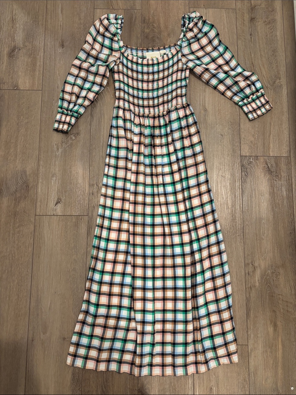 Anthropologir Maeve Plaid Smocked Maxi Dress